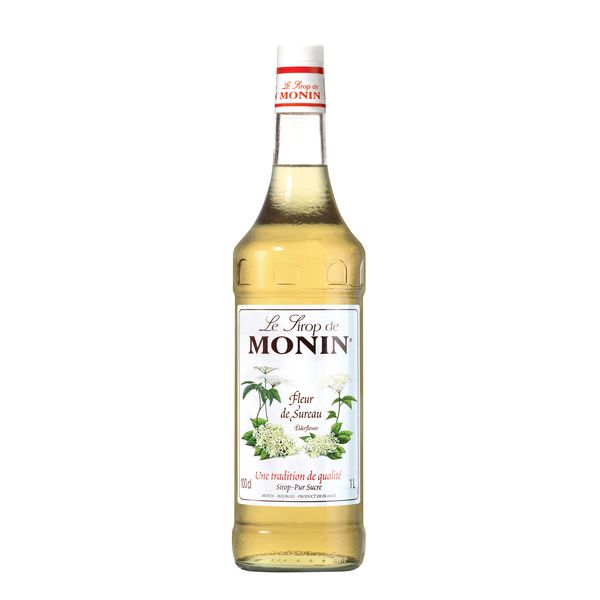 MONIN Premium Elderflower Syrup 1L - Delicate Floral Flavor for Beverages