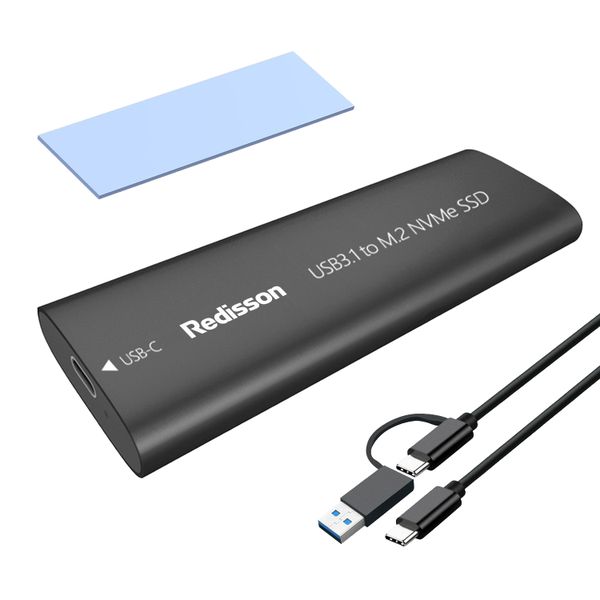 Redisson M.2 NVMe/NGFF SSD Enclosure USB3.1-C Aluminum Solid State Drive
