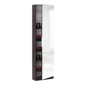 Hazlo 5 Shelves Shoe Storage Cabinet with Full Length Mirror - Brown ...