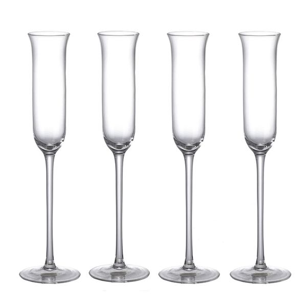 4 Pieces Champagne Glasses Clear Crystal Flutes Wedding Christmas Decor