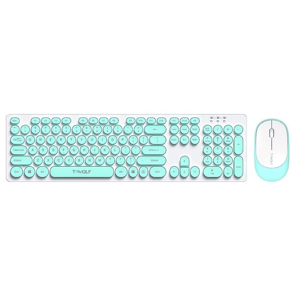 Cute Retro Round Keycap Wireless Keyboard &amp; Mouse Set &amp; Inyati Gift Card