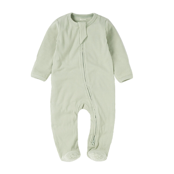 BOKI Organic Cotton 2-way Zipsuit | Dried Mint