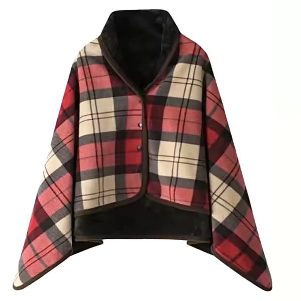 Fleece wearable blanket shawl poncho White Grey