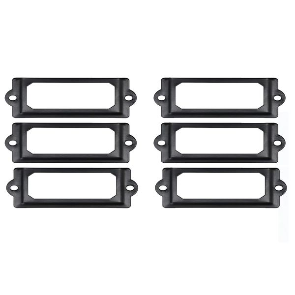 Iron Plate Antique Drawer Label Frame Card Holder - Pack of 6