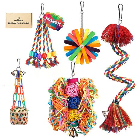 5 Piece Bird Rope Perch With Bell Image