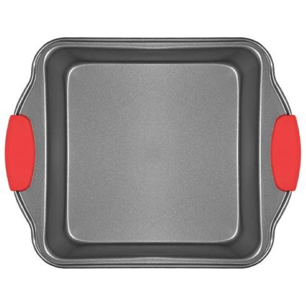 Baking Pan 30x26x4.5cm Square Carbon Steel &amp; Silicone Handles -Bakers Basic