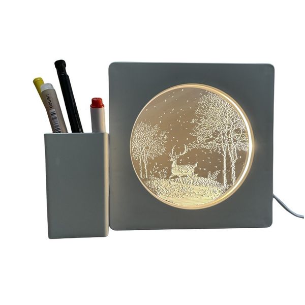 Night Light 3D acrylic photo frame with a Detachable Pen Holder