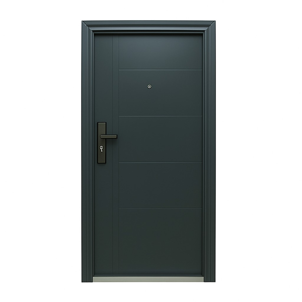 ZYS 4-Panel Steel Door with Frame - Charcoal Finish