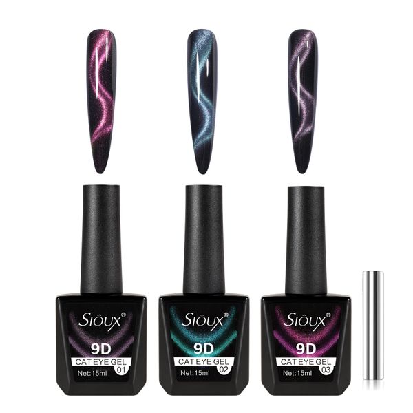 Sioux 9D Magnetic Cat Eye Gel Polish - Multi-Dimensional Galaxy 15ml x 3