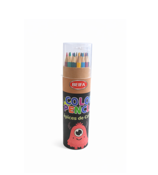 BEIFA Colour Pencils Set - 12 Colours in Portable Tube (Set of 1)