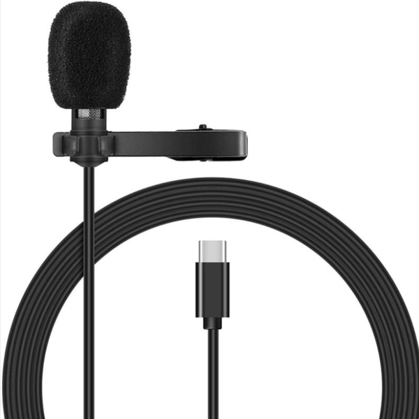 Lavalier Mic - USB Type C Microphone - Black Microphones wth Type C Adapter