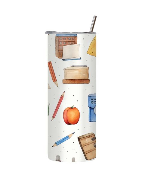 Supplies 20 Oz Tumbler with Lid Straw Trendy Back To School Graphic Gift252