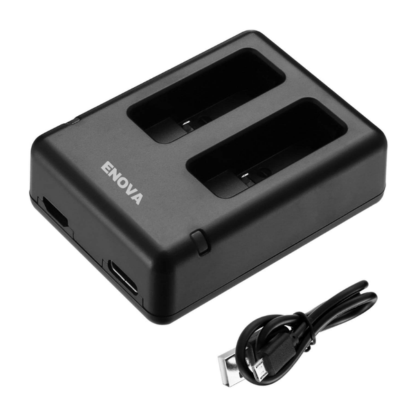 Enova Dual Battery Charger with Micro USB Cable Compatible with GoPro HERO