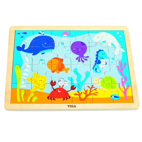 Viga 24 Piece Ocean Wooden Puzzle with tray