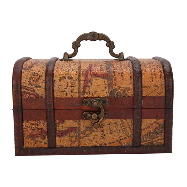 Vintage Yellow Wooden Jewelry Box - Dustproof Display Organizer Case