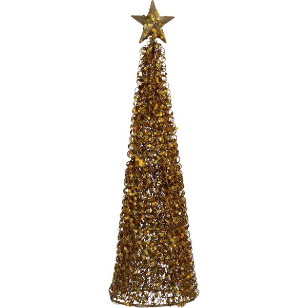 Season's Greetings Wire &amp; Glitter Table Top Christmas Tree- 29cm