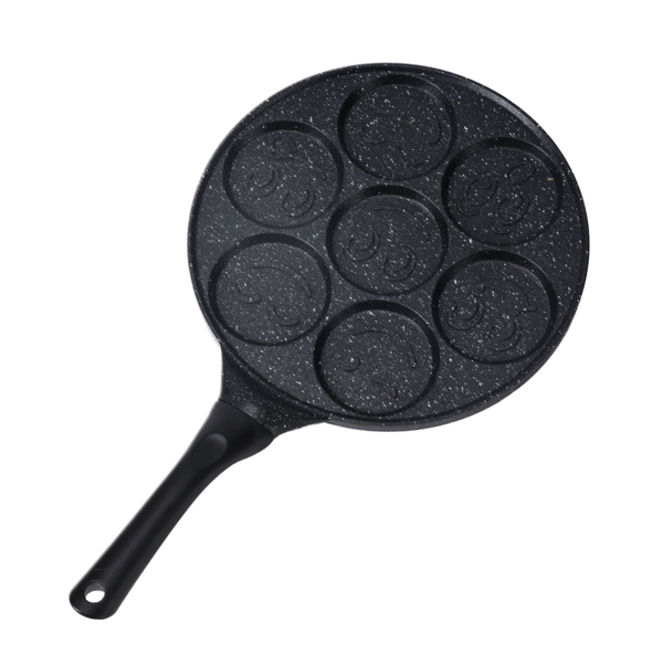 133-93 Seven-Hole Non-Stick Smiley Frying Pan with Ergonomic Handle