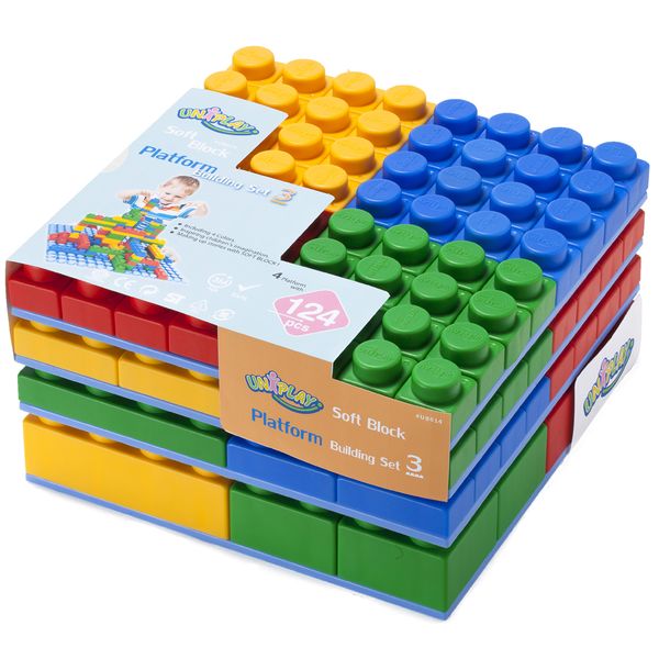 Greenbean Jumbo Soft Blocks &amp; 4 Play Bases: 128 Pieces
