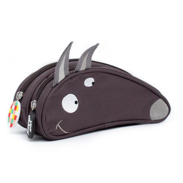 Les Deglingos 2-Zip Double Compartment Pencil Case - Wolf Face