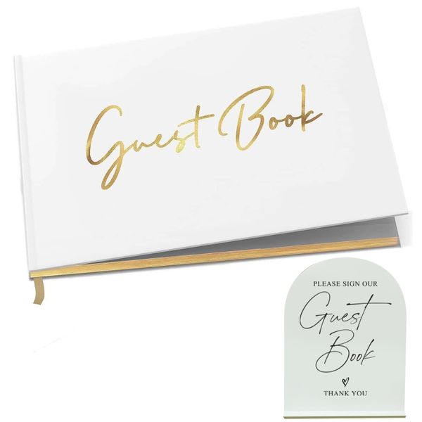 Gold Foiled Edged Elegant Guest Book and Sign Set