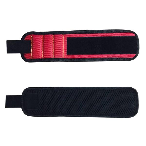 BasicX Magnetic Wristband for Tools - 1680D Oxford Cloth, Adjustable, Red