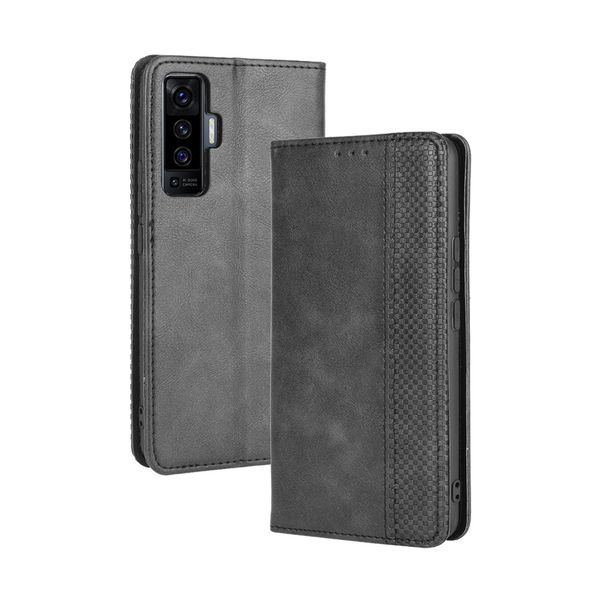 Flip Cover for Vivo X50 Magnetic Buckle Retro Patterned Leather Case