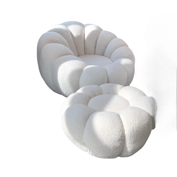 Soft Cashmere Pumpkin Bean Bag Lounge Chair &amp; Ottoman