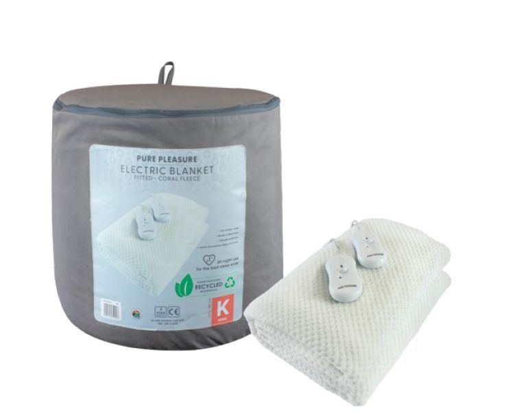 Pure Pleasure King Coral Fleece Skirt Fitted Electric Blanket- Tog Bag