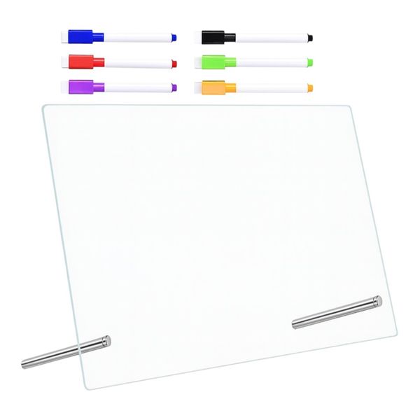 Acrylic Memo Planner Board With 6 Whiteboard Markers - Transparent
