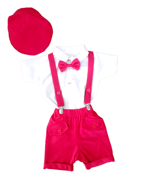 Little Leila - Red &amp; White Suspender Set