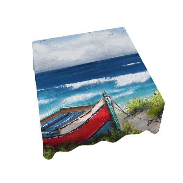Red Dinghy Boat By Stella Bruwer Square Tablecloth