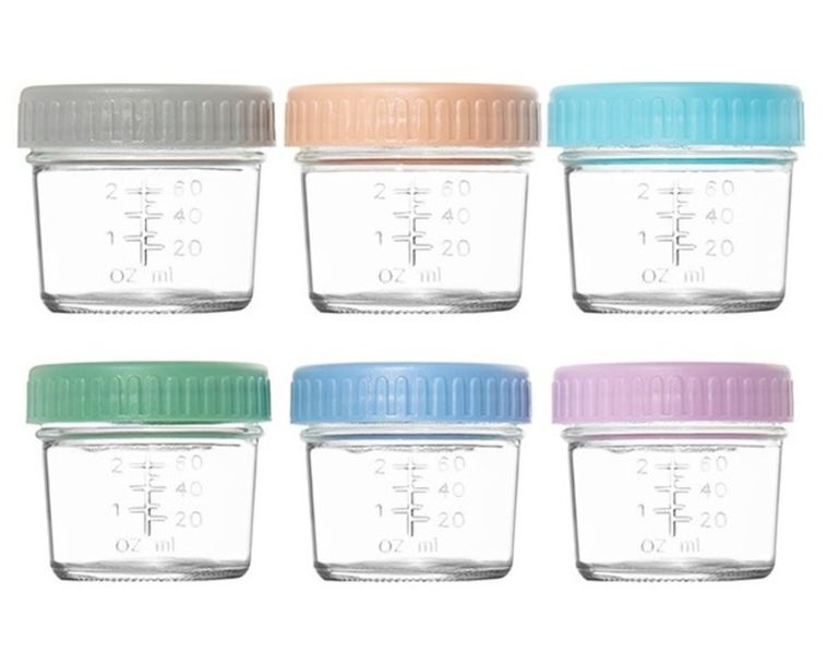 6 Pack Mini Glass Baby Food Storage Containers. 80ml Jar with Airtight Lid.