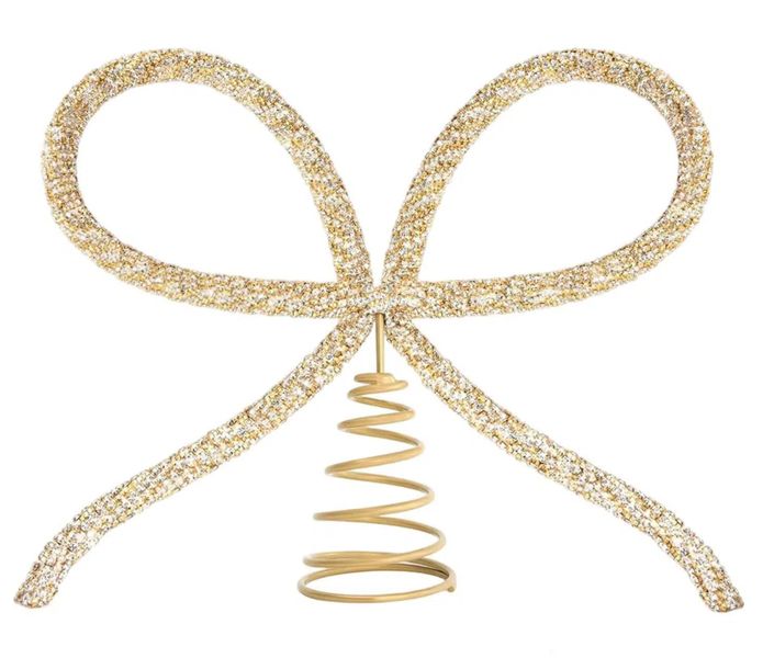 8Inch Large Christmas Metal Bow Tree Topper Ornaments,(Gold)