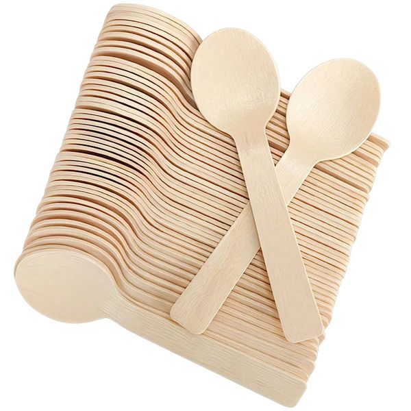 200 Piece Mini Wooden Disposable Spoons - 10cm