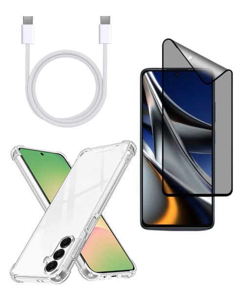 Cable + Cover &amp; Matte Privacy Glass Compatible With Samsung Galaxy S24 Plus