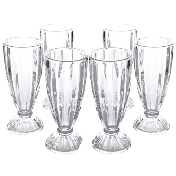 Heavenly Sweet 6 Piece Milk Shake, Soda Pop &amp; Fountain Glass Set - Vertical