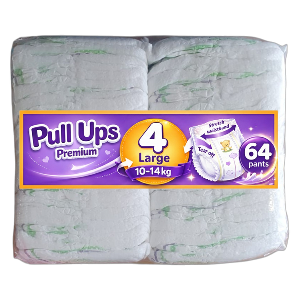 Pull-Up Baby Diaper Pants, Size 4 Large (10-14 kg) x 64