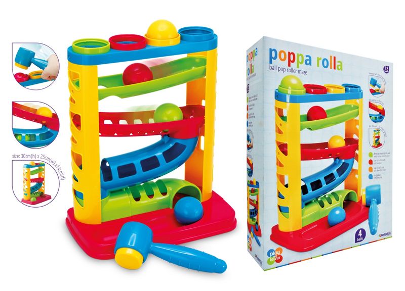 PETERKIN Rolling Ball Tower-Poppa Rolla - 4xBalls,1xHammer,1xMaze