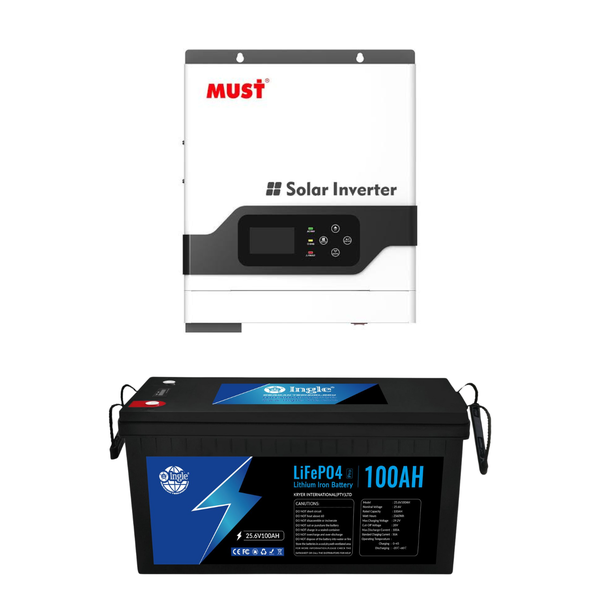 3kW Must Hybrid Inverter &amp; 2.56kWh Ingle Lithium Ion Battery (100Ah)