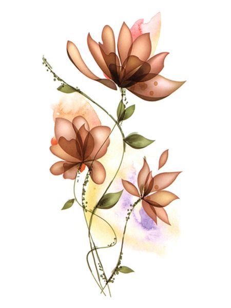 Tattoo - Waterproof High Quality Skin Safe - Orange Flowers - TL-177
