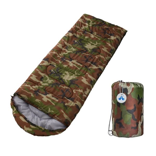 ALANES 3 Seasons Envelope Hooded Camping Sleeping Bag (180+30)x75cm - Camo