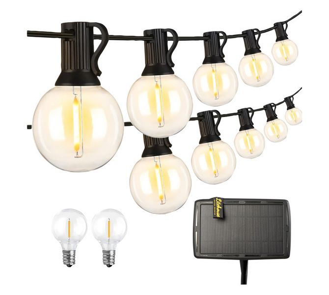 7.5m Solar Outdoor Bulb String Lights 25 Classic LED Bulbs