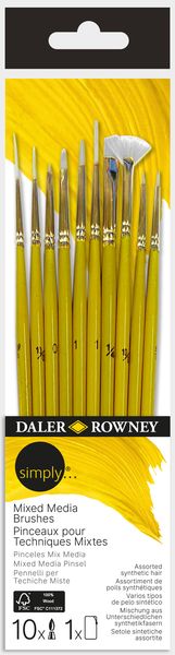 D-R Simply Brush Set Mixed Media Sh Detail 10 Pc