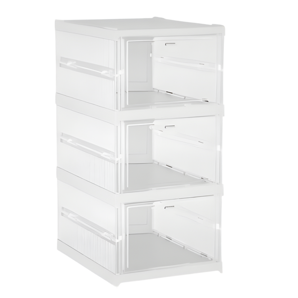 Bestby-3Tier Foldable Shoe Organizer Storage Box With Transparent Display
