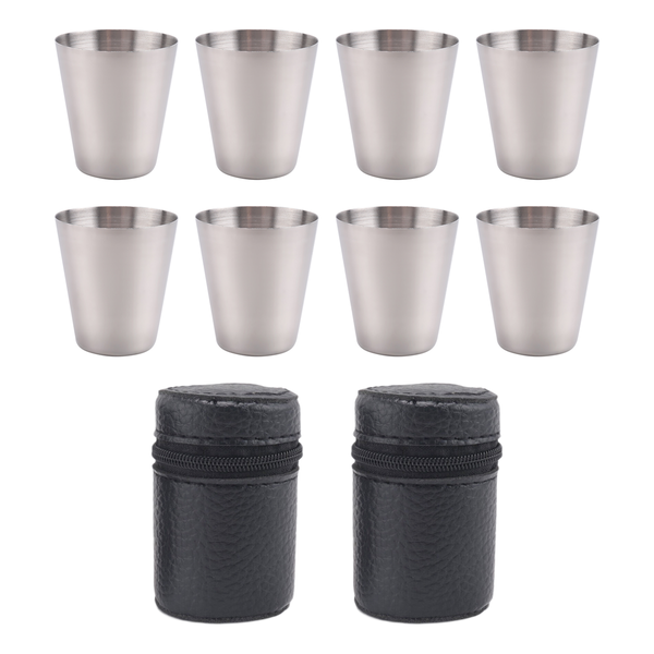 30Ml Stainless Steel Glass Cup with Leather Cover Bag for Home Bar