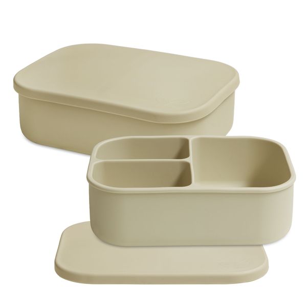 2 Silicone Bento Lunch Boxes, Plastic-Free, 1200 ml