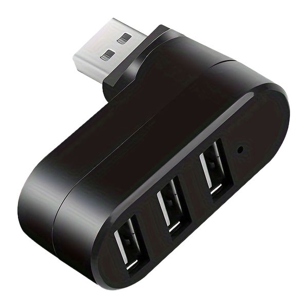 2.0 Rotating 3-Port USB Hub - 180 Swivel Base for Laptops &amp; Desktops