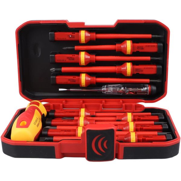 1000V Professional Insulated Electrician Screwdriver 13Pieces Set Black red