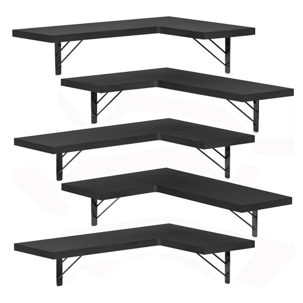 Jack Brown Corner Floating Shelves Wall Mount Set of 5