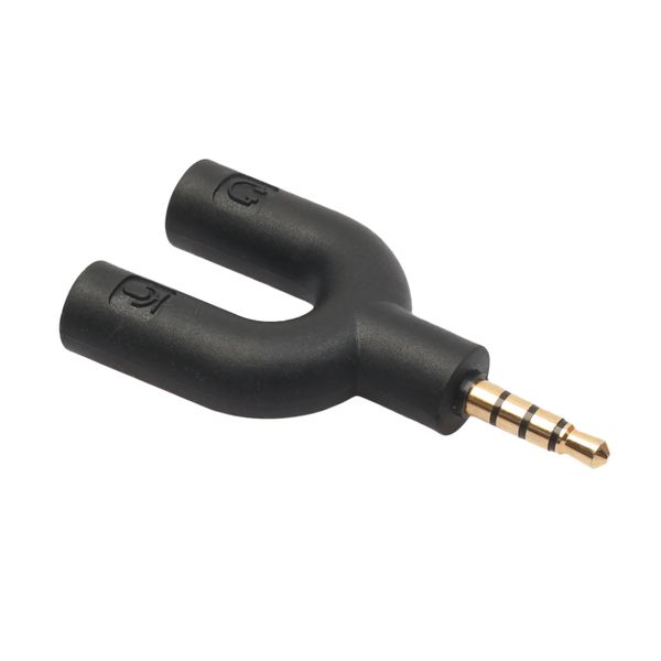 U Type Adapter Dual 3.5 MM Headphone Plug Audio Cables Splitter Microphone